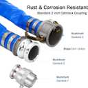 2" ID x 100 ft PVC Lay Flat Discharge Hose with Aluminum Camlock C and E Fittings, Cam Lock Fitting Type F included, Heavy Duty Reinforced Blue Backwash Pump Hoses for Swimming Drain Pools
