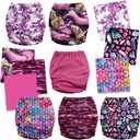 Mama Koala 6 Pack Reusable Cloth Diapers 3.0 for Babies Girls Newborn, One-Size Adjustable Baby Diaper, Durable Stitching, Back Opening for Inserts, Breathable Awj Lining, Leak Prevention-Purple One