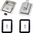 2 Pack Stainless Door Lock Heavy Duty Flush Mount Handle Latch for Trailer Toolbox RV Handle Latch with Gasket Keys