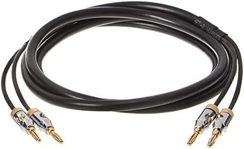 Amazon Basics Banana Plug 16AWG Speaker Cable Wire, CL2 Rated with Gold-Plated Banana-Tip Plugs (4mm), 99.9% Oxygen-Free Stranded Copper Wire, 6 foot, Black