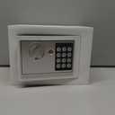 Mini Electronic Safe Box with Digital Keypad & Keys, 0.23 Cubic, 9.06"Wx6.69"Dx6.69"H,Small Safe Deposit Boxes with Coin Slot, Safety Boxes for Home Office Dorm, Money safe,For Cash,Gun(White)