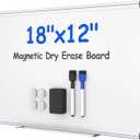 VUSIGN Magnetic White Board Kit for Wall 18" x 12", 1 Dry Eraser & 2 Multicolor Markers & 4 Magnetic Pins, Sliver Reinforced Aluminum Frame for Home, School, Office (Silver)