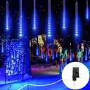 Christmas Lights Outdoor, 640 LED 16 Tube 50 CM Meteor Shower Rain Lights, Plug in Falling Icicle Lights Christmas Decoration for Xmas Tree Yard House Dcor, Blue 