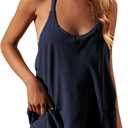 Lianlive Women Athletic Mini Dresses Built-in Shorts Set Summer Sleeveless Sundress Hot Shot Mini Dress (Black, XXL)