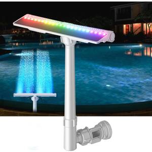 Solar Pool Fountain for Above and In-ground Pools, with 10-Color Lights and Auto Light Sensing Pool Sprinkler Fountain 360 Adjustable Dual Spray High Pressure Pool Waterfall