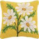 Peking Handicraft 30JES1592C10SQ Daisy Hook Pillow, 10-inch Square, Wool and Cotton