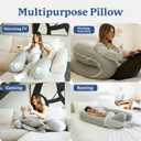 Plufl Hugl Cooling Body Pillow for Adults Made with CloudSupport Fill | U Shaped Maternity Pillows Great for Side Sleepers & Pregnant Women | Washable Cover | Grey