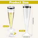 100 Pack Plastic Champagne Flutes,4.5 oz Plastic Glasses,Clear Disposable Champagne Flute,Toasting Glasses for Party Wedding Thanksgiving Day Christmas Party Cocktail Cups(Black)