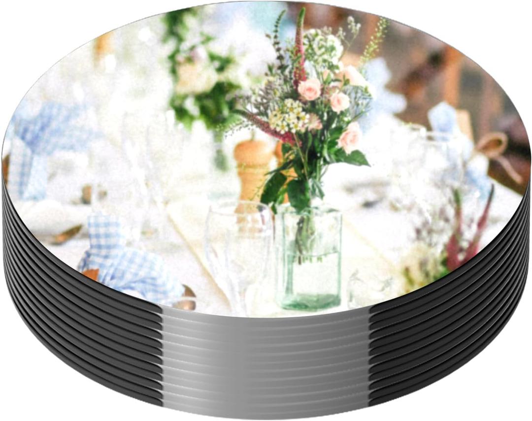 12PCS Round Mirror Centerpieces for Tables Decorations, 10" Acrylic Mirror Trays Plates for Centerpieces, Circle Mirror for Candle Plates Mirrors for Table Centerpieces Wedding Decorations