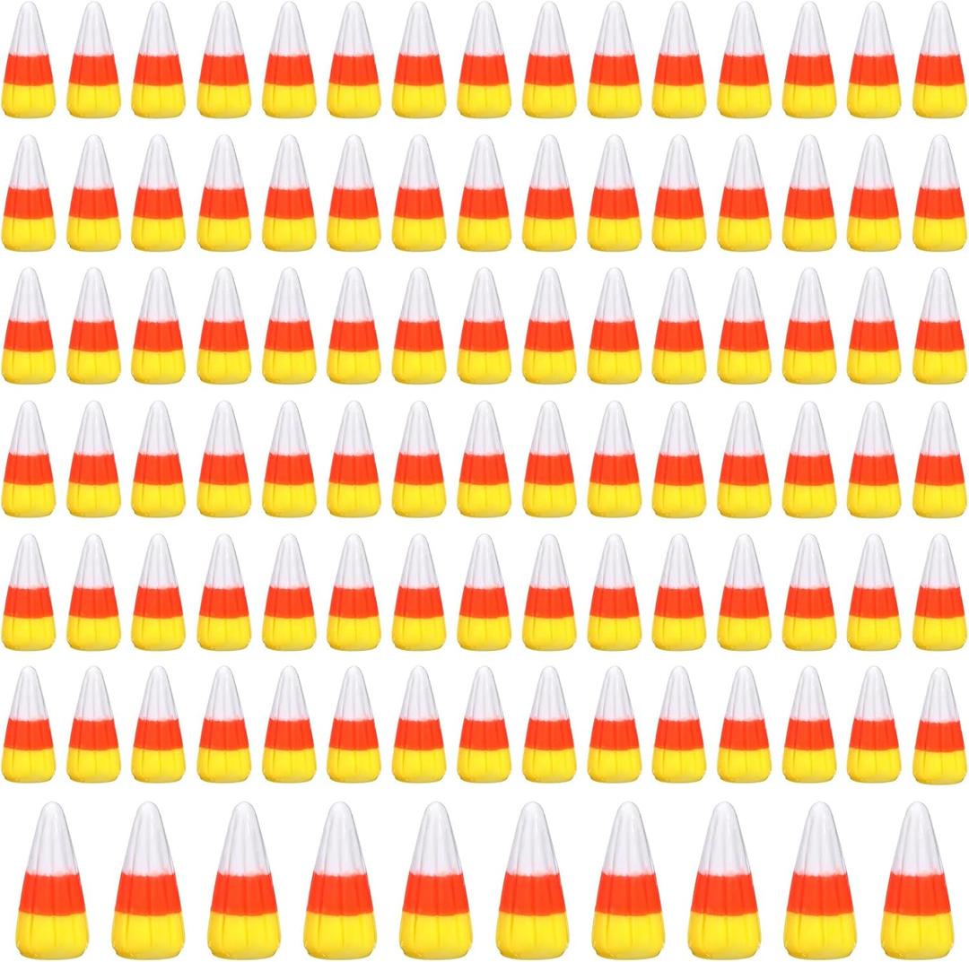 Thyle 100 Pieces Fake Candy Corn Fall Resin Candy Decorations Corn Candy Charms for Craft Making Artificial Halloween Candy DIY for Fall Halloween Thanksgiving Handmade Decor Gifts Trick or Treat