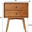 Walker Edison Mid Century Modern Wood Nightstand Side Table Bedroom Storage Drawer Bedside End Table, 2 Drawer, Caramel