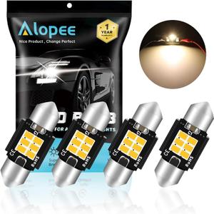 Alopee 4 Pack DE3022 Led Bulb 31mm Led Festoon Light DE3175 Warm White 6SMD 3020 Non-Polarity Canbus Error Free Dome Light for Car Map Door Trunk License Plate Lighting