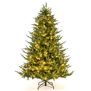7 FT Pre-Lit Artificial Christmas Tree Hinged 1130 Branch Tips & 380 LED Lights