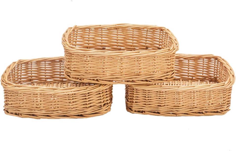 Rectangle Small Wicker Baskets For Sundries 3pcs Storage Bins