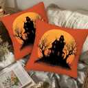 Halloween Throw Pillow Covers 18x18 Set of 2 | Decorative Cushion Cases for Couch, Sofa and Bedroom | All-Seasons Pillowcases for Fall Home Decor, Indoor Outdoor, Living Room, Farmhouse