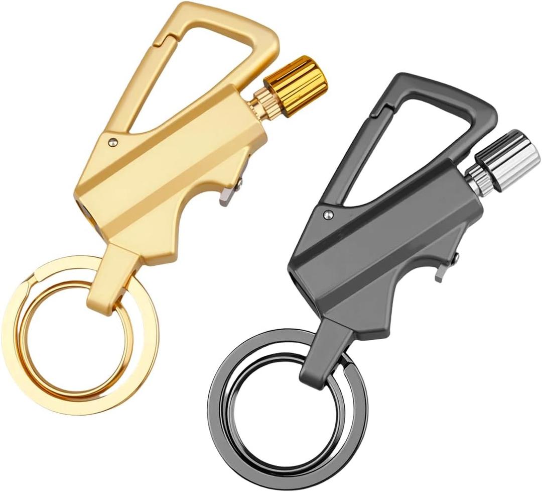 2 Pack Permanent Match Keychain Lighter, Metal Infinity Lighter, Forever Lighters with Bottle Opener, Waterproof Match, EDC Emergency Matchstick, Survival Flint Fire Starter (Fuel Not Included)