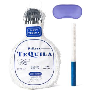 Tequila Bottle Pinata with Stick for Adult Party Decorations, Fun Fiesta Taco Party, Event Photo Props, Mexican Theme Decoration, Carnivals Festivals, 9.8W x 15.7H