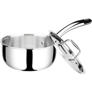 Duxtop Whole-Clad Tri-Ply Stainless Steel Saucepan with Lid, 1.6 Quart, Kitchen Induction Cookware