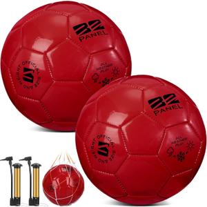 Shappy 2 Pcs Operation Christmas Soccer Balls Bulk with Pump, Mesh Bag Official Size 3 4 5 Indoor Outdoor Colorful Soccer Ball for Practice Game Sport Soft Gift for Child Adult (Red)