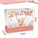 BOPLYBAY 60th Birthday Gift Bag for Women with Card & Tissue Paper - Large 13" Pink Age 60 Party Favor Bag, 60 Year Old Birthday Gifts Wrapping for Mom Grandma Wife