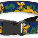 Dog Collar Martingale Pluto 4 Poses Landscape Blue Green 15 to 26 Inches 1.0 Inch Wide (Multicolor)
