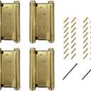 4Pcs 2 Pairs 5" Double Action Spring Hinge Stainless Steel Cafe Saloon Door Swing Self Closing Brass with Screws