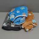 Luciphia 1 Pack 3 Blankets Fluffy Premium Fleece Pet Blanket Flannel Paw Printed Throw for Dog Cat(Small 23x16'', Grey/Brown/Blue)