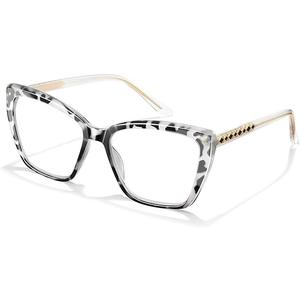 Reading Glasses for Women Trendy TR90 Blue Light Blocking Metal Frame Readers Stylish Square Cat Eye Eyewear (Black+tortoise Grey)