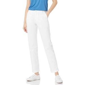 Amazon Essentials Women's Slim Fit, Straight Leg Mid-Rise Stretch Twill Chino Pant (16, White)