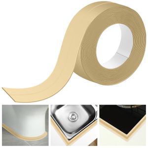 Frienda Almond Caulk Tape 10.5' x 1.5'' Waterproof Self Adhesive Caulk Strip Bathtub Sealant Tape Sealing Strip Oil Proof Bathroom Sealant for Kitchen Floor Wall Edge Protector(PE)
