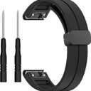26mm 22mm 20mm QuickFit Watch Band Compatible with Garmin Fenix 8 7 6 5 3 hr 6s 5s 6x 5x Forerunner 935 945 965 Magnetic Silicone Watch Band for Garmin Instinct Approach MARQ Descent Quatix Epix Pro (Black)