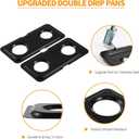 Upgraded Drip Pans Replacement for GE Hotpoint Gas Stove Drip Tray WB34K10009 Right WB34K10010 Left GE Double Oven Burner Drip Pan Spectra XL44 Part Gas Drip Bowl Catch Range Cooktop Burner Black 1set