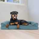 Furhaven Orthopedic Dog Bed for Large Dogs w/ Removable Bolsters & Washable Cover, For Dogs Up to 95 lbs - Plush & Suede Sofa - Deep Pool, Jumbo/XL