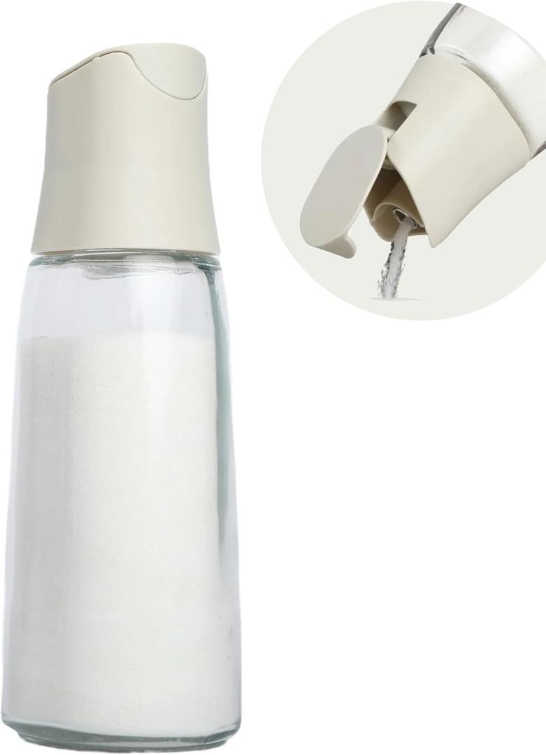 Glass Sugar Shaker Dispenser with Easy Pour Spout - 16 oz Capacity for Coffee, Tea, and Baking Ingredients - Sleek and Practical Kitchen Organizer