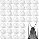 Tanlade 36 Pack Baseball Practice Balls Plastic Training Balls Lightweight Hollow Softballs with a Drawstring Bag for Hitting, 2.91 in Baseball Batting Training Pitching Indoor Outdoor Use (White)