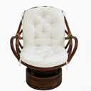 Swivel Rocking Chair Cushion,Wicker Rattan Rocker Seat Cushions with Straps,Chairs Pads for Outdoor Indoor Furniture,Chair Not Include(White)
