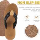 COFACE Womens Flip Flops with Arch Support Ladies Fashion Lightweight Wedge Flip Flops Comfortable Yoga Mat Sole Summer Platform Thong Sandals (11, Black Tan)