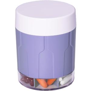 Extra Large Supplement Organizer,Betife Daily Weekly Pill Organizer Bottle, Pill Dispenser with 7 Large Compartments, Organizer to Hold 7 Day Vitamin or Medication,Includes 21 Pcs Labels (Purple)
