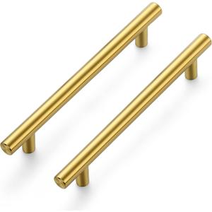 Ravinte Gold Cabinet Handles 5 Pack 5 Inch Cabinet Pulls Brushed Brass Kitchen Cabinet Handles Modern Drawer Pulls Gold Hardware for Kitchen Cabinet