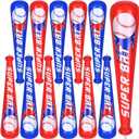 Fovths Inflatable Baseball Bats Bulk 12 Pack 22 Inch Blow Up Baseball Party Favors Red & Blue Sports Theme Inflatable Sports Bats for Birthday Party Decorations Game Prizes Event Supplies