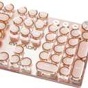 Typewriter Style Mechanical Gaming Keyboard White LED Backlit 104-Key NKRO Pink Switches Retro Round Keycaps Golden Ring Volume Knob Metal Panel Wired USB-C Detachable Cable, Rose Gold