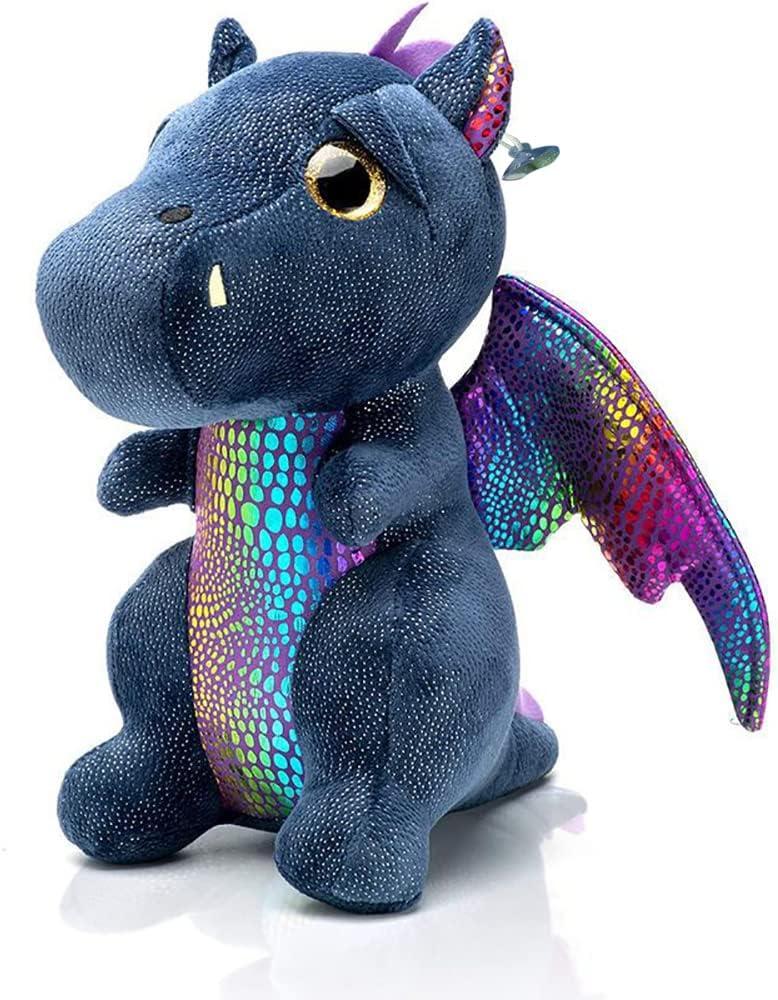 Dragon Stuffed Animal Cute Dragon Plush Doll Toy 10 inch for Girls Boys Christmas (Dragon Black 25cm)