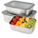 3PCS Food Storage Containers with Lids Airtight, 22/40/74oz Stainless Steel Containers Leak Proof Meal Prep Lunch Containers for Kitchen Storage, Microwave, Freezer, Dishwash Safe