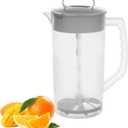 1 Pack Mixing Pitcher for Drinks, 2 Quart/ 64oz Plastic Water Pitcher with Lid and Adjustable Mixer Plunger Angled Blades for Drinks, Easy-Mix Juice Container, Powdered Milk Juice Mixing Pitcher