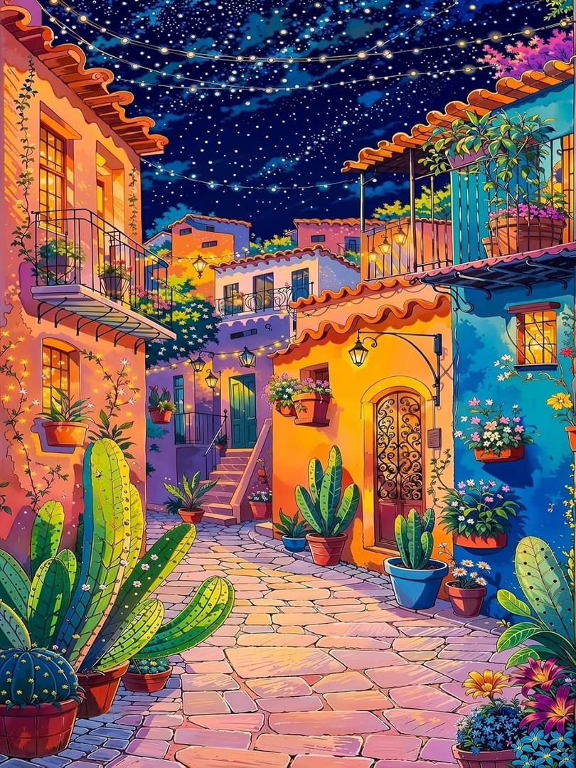 XSJDBYYQ Paint by Numbers Kit for Adults Beginner,Street Oil Painting Kit Adult Paint by Number Kits on Canvas, Paint by Easy Acrylic Painting Home Wall Decor 12x16 Inch