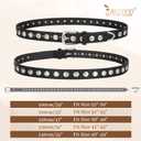 2 x JASGOOD Women Black Studded Leather Belt for Jeans Pants Fashion Silver Black Belts Ladies (Black)