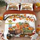 Pamnest King Fall Quilt Set, 3 Pieces Farmhouse Maple Bedding, Bedspread