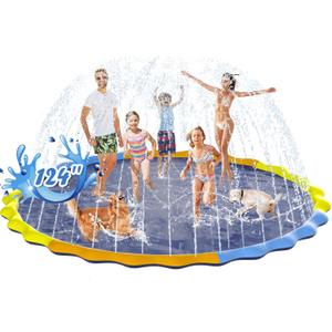Instraella Splash Pad for Kids and Dogs, 124in Non-Slip Sprinkler Mat 0.5mm Thickened Durable and Foldable Large Pool Summer Fun Outdoor Toys for Dogs and Toddlers Age