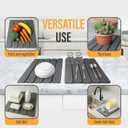 Large Foldable Stone Dish Drying Mat Diatomaceous Earth, 12"x16" Each or 24"x16" Combined Fast Dry, Anti-Slip Pad, Sanding Tool & Instruction Manual for Kitchen, Bathroom or RV (2-Pack)