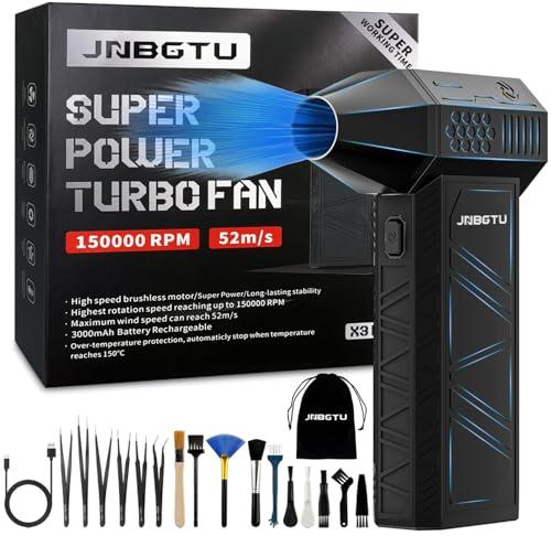 16-in-1 Compressed Air Duster -150000RPM Electric Air Duster - Cordless Rechargeable High-Speed Air Blower-3 Gear Adjustable Jet Dry Blower for Keyboard, PC, Car, Air Bed and Home Cleaning (X3PRO)